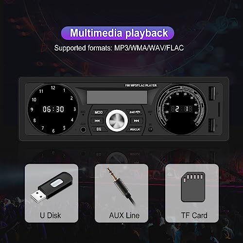 Single Din Car Stereo Marine Radio Bluetooth Hands Free Calling Car Audio Receivers With Digital Lcd Display Fm Radio Usb/Sd/Aux-In Mp3 Player Quick Charge Temperature&Time Display + Remote Control #TOP5