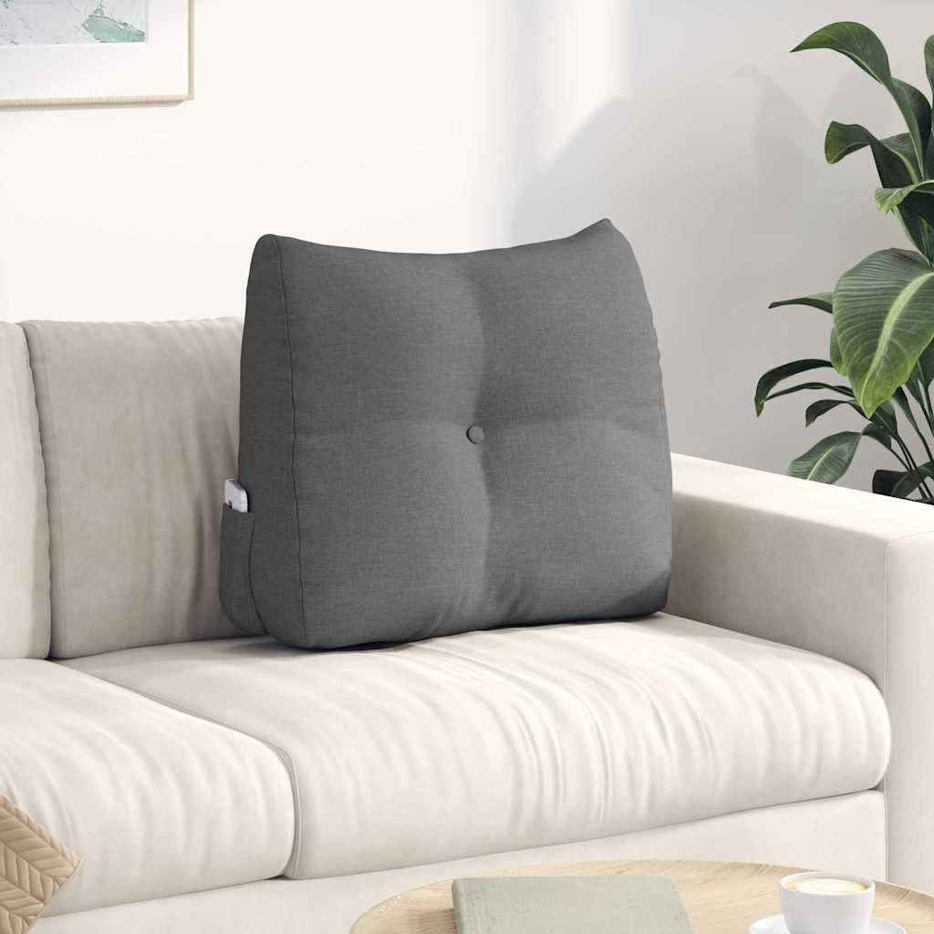 Poduszka na plecy, ciemnoszara, 60 x 24 x 50 cm, materiał z ergonomicznym podparciem, zdejmowana poszewka, wszechstronna jako poduszka do czytania, poduszka lędźwiowa, poduszka pod kark na