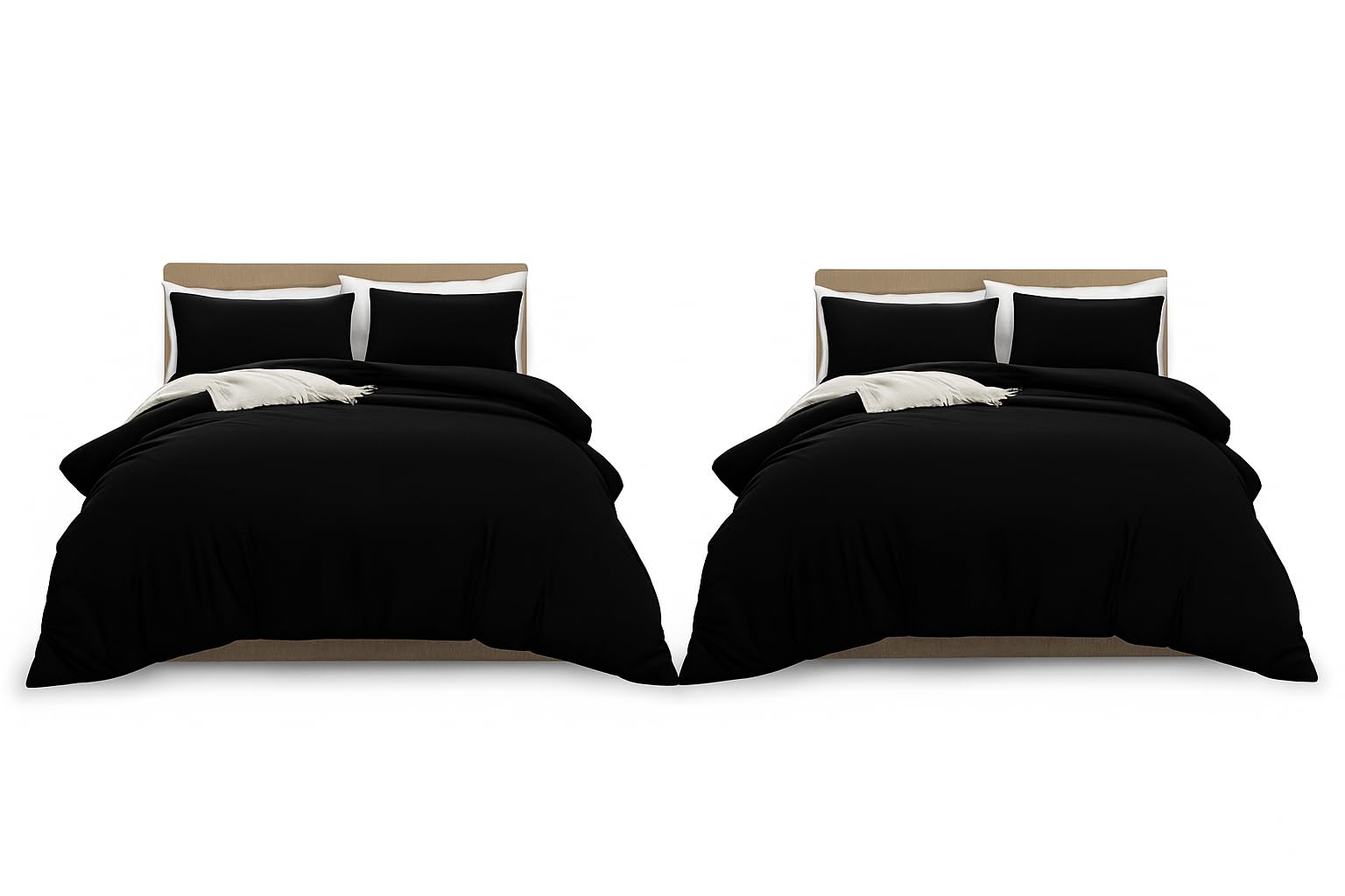 MOONLIGHT20015 King Duvet Cover Set Pack of 2 Black Solid Soft Pre-Washed King Bedding 2 Duvet Covers with 4 Matching Pillow Cases