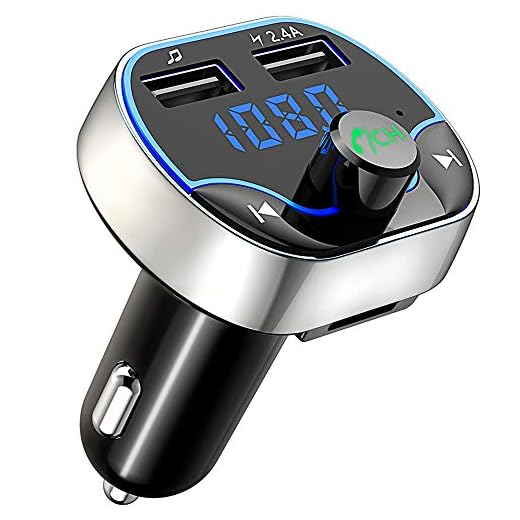Cocoda Transmisor FM Bluetooth Coche Manos Libres, Inalámbrico Reproductor MP3 Mechero Coche con 2 Puerto USB 5V / 2.4A & 1A, Cargador Adaptador de Coche Acepta Tarjetas SD y Memoria USB