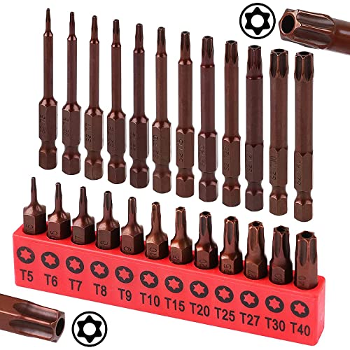 Torx Screwdriver Bit Set - 24-Piece Tamper Resistant Star Bits Set, Torx Security Bit Set, 1-Inch And 2.3-Inch Long T5-T40 Temper Proof Torx Bit Set #TOP10