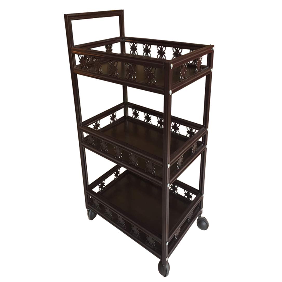 Carrello da cucina a 3 livelli con ruote Carrello di servizio di rotolamento Carrello multifunzionale per casa ristorante e hotel Carrello di servizio facile da spostare per pranzi ed eventi