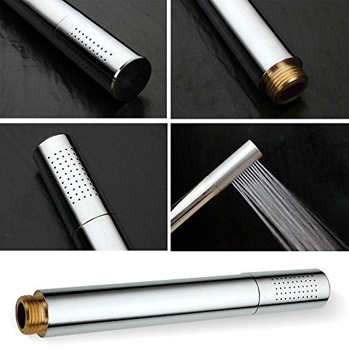 Handheld Shower Head Round Bar Solid Copper Bathroom Pressurized Water Saving Shower Sprayer Nozzle - Chrome Finished (Silver) #TOP3