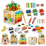 Chanking Wooden Activity Cube 11-in-1 Montessori Toys for 3+ Year Old Boys & Girls Multifunctional Learning Sensory Toy for Toddlers Birthday Gifts for Kids