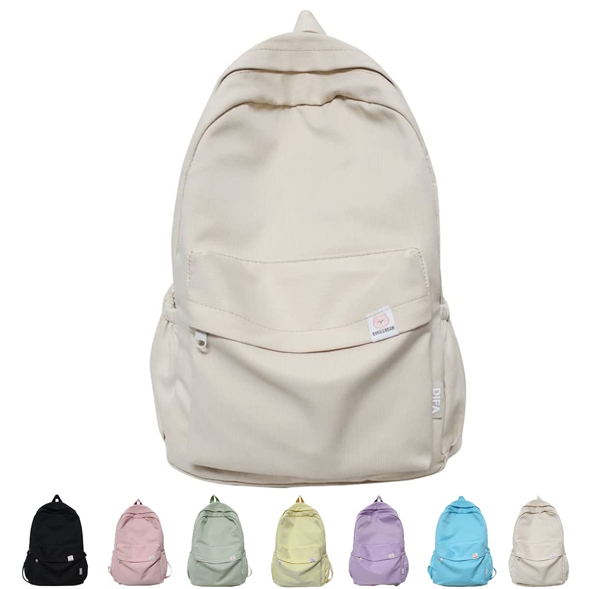 TZJGTSage Green Aesthetic Backpack for School, Casual Rucksack Kawaii Backpack Back to School Supplies Classic Backpack for Teen Girls (Beige), 43*29*13cm