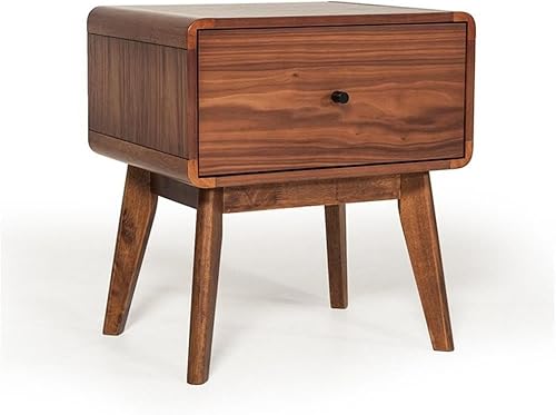 Miniatura 3 de VIG Furniture Marshall Mid-Century Collection - Mesita de noche moderna con patas de goma maciza con acabado de nogal, color marrón