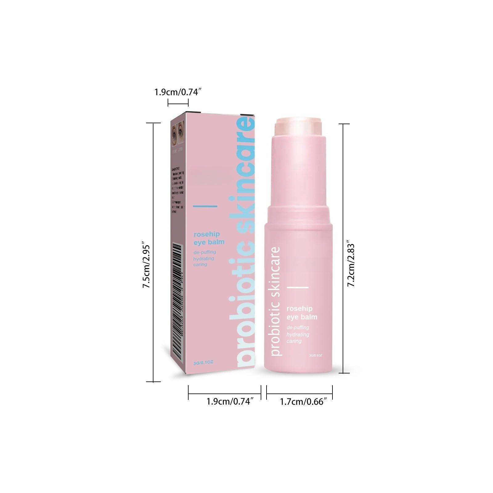 Rosehip Eye Stick, przeciwstarzeniowy krem pod oczy, odświeżający balsam do oczu, przeciw cieniu i obrzękom, nawilżający patyczek do oczu dla cienkich linii, pielęgnacja zmarszczek
