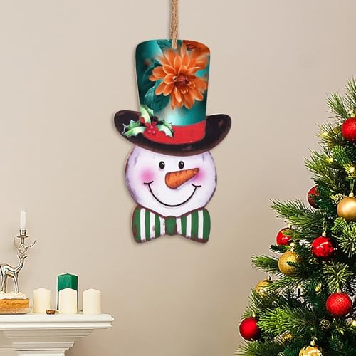 Panneau de Noël en bois imprimé fleur bleu sarcelle et orange unique