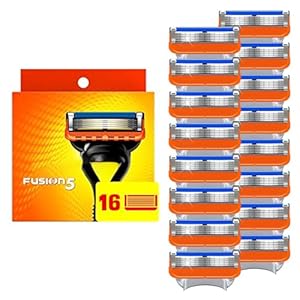 16 Pcs Razor Refills for Fusion 5, 5-Bladed Razor, a More Comfortable Shave for Men, Orange New Version