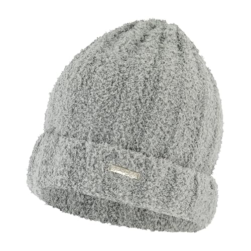 Spyder Womens Fuzzy Knit Ribbed Cuff Beanie Pewter Heather One Size