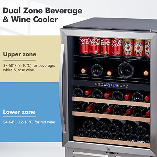 CUSIMAX-24-Inch-Wine-Cooler-Dual-Zone-Wine-and-Beverage-Refrigerator-Touch-Intelligent-Digital-37-64F-Upgrade-Wine-Cellars-Built-in-or-Freestanding-Wine-Fridge-for-Home-Office-Bar-Stainless-Steel