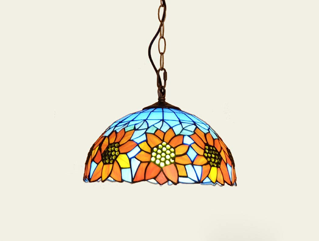 HJRegaFimu Chandelier Sunflower Pattern Stained Glass Ceiling Lamp Retro Creative Lamps For Restaurant Aisle Porch Balcony Corridor Kitchen E27 A Comfortable Anniversary