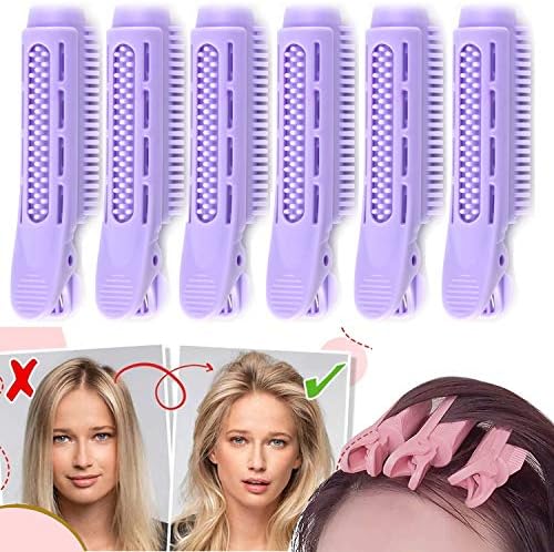 Instant Hair Volumizing Clip for Women, 6Pcs Volumizing Hair Root Clip Roller Wave Fluffy Hair Clip DIY Hair Curlers, Natural Fluffy Hair Clip Long/Short Hair Root Lift Styling Tool&Appliances(Purple)