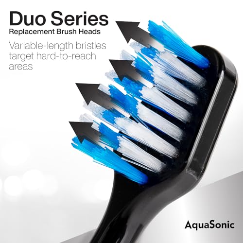 AquaSonic Duo Series Replacement Brush Heads | for Normal & Sensitive Teeth | Compatible with Duo Series & Home Dental Center Toothbrush Handles | NOT Compatible with Duo Series Pro - Thumbnail 3