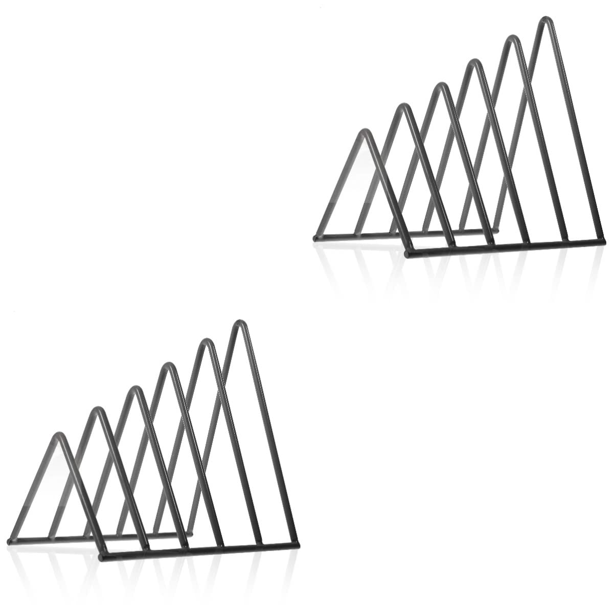 STOBOK Storage Home Black Record Document Shelf Display Office Stand Newspaper Mails Holder Triangle Desktop Iron Desk Cd Files Book Album File Magazines Rack for Collection Decor