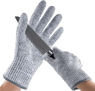 ANDANDA 1/2/6 Pairs Safety Work Gloves, Cut Resistant Gloves Food Grade , Safety Kitchen Cuts Gloves for Oyster Shucking, Fish Fillet Processing, Meat Cutting and Wood Carving,Grey M/L/XL Works, Black