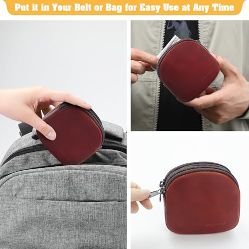 Image of Jack&Chris Coin Purse for Men, Genuine Leather Mini Coin Wallet Zipper Pocket with Back Belt Loop, Coin Bag for Men