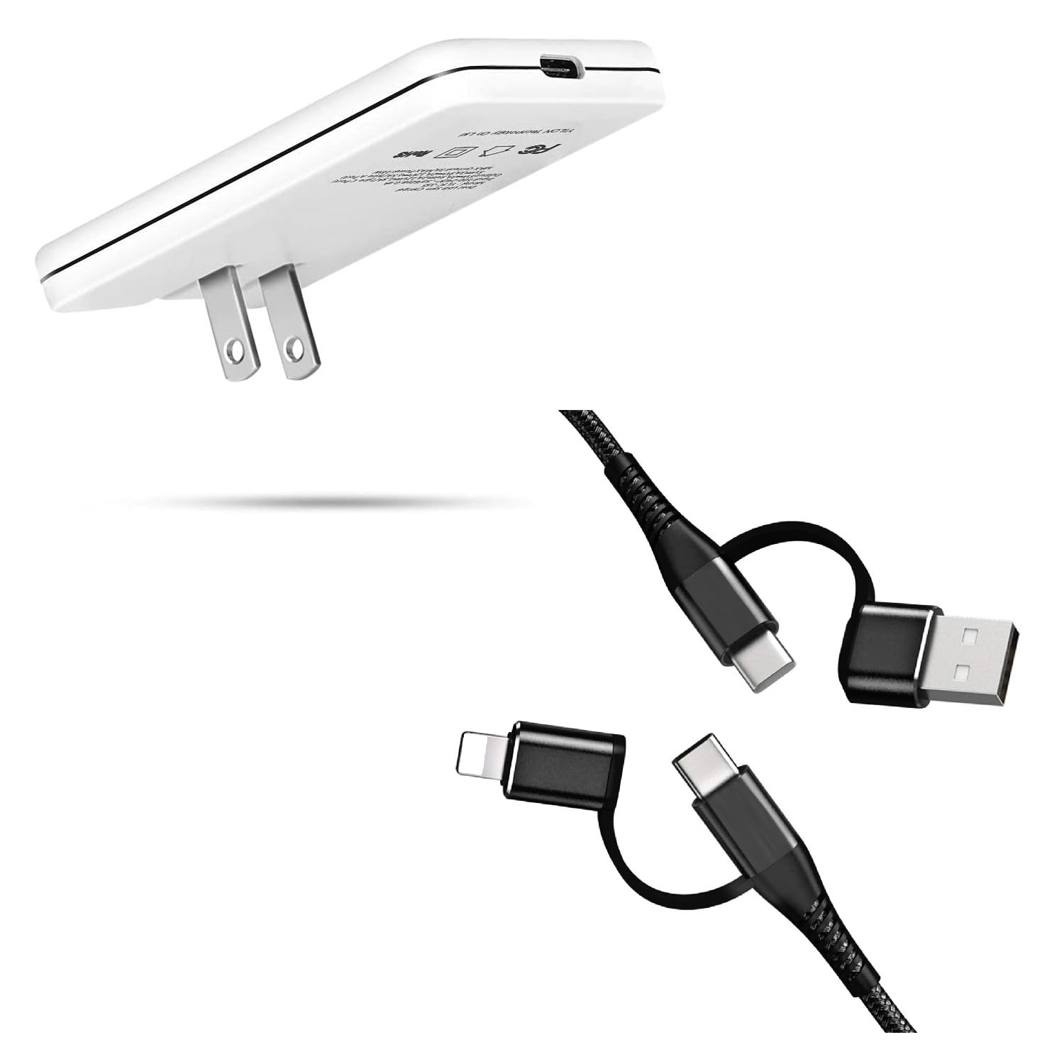 4 in 1 USB C Cable Combo 3.3ft and Slim USB C Charger, 30W Fast USB C Wall Plug, for iPhone 15 Pro Max/15 Pro/15 14 13 12 11, iPad, Airpods, Samsung Galaxy, Google Pixel, and More