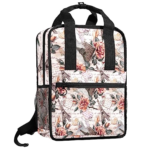Sac à dos Tour Eiffel pour garçons et filles cartable multicolore réglable 35cm