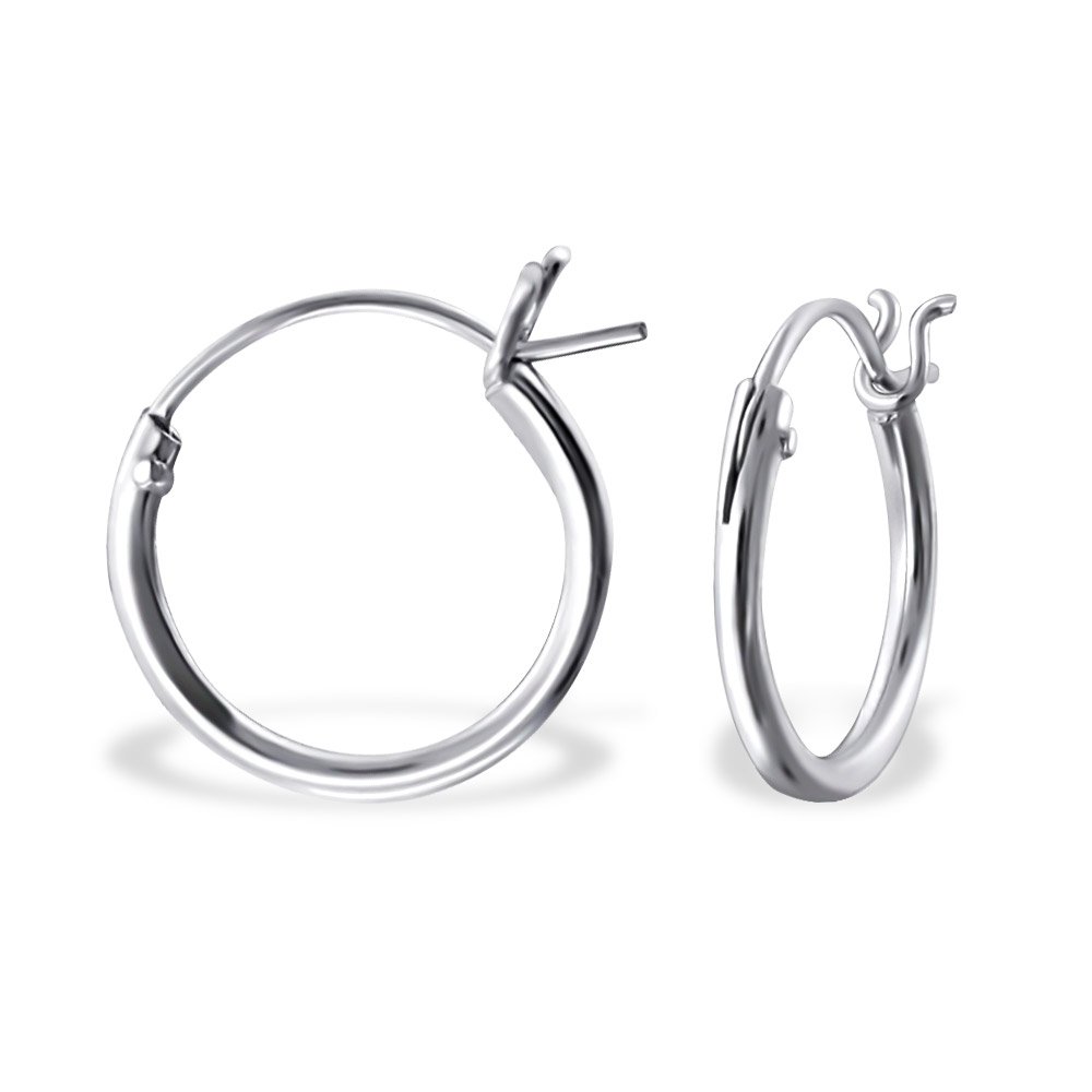 Kate Benson Sterling Silver Endless Hoop Earrings with Click Top Hinge, Diameter: 0.5 Inch | 12mm