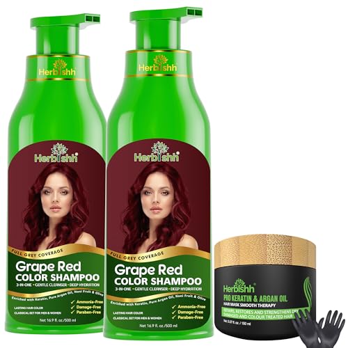 Shampooing colorant pour cheveux blancs application rapide à la maison nuance rouge raisin