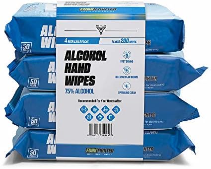 Tri-Titans Premium Hand Sanitizing Wipes - Advanced Disposable 75% Alcohol Wipes for Hands - 4 Packs of 50 (200 Wipes)