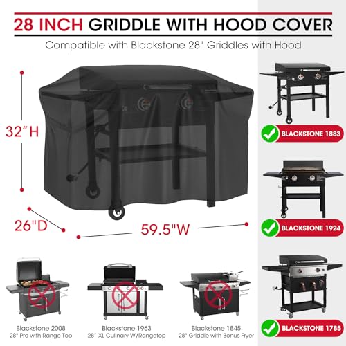 Unicook 5483 Griddle Cover for Blackstone 28 Inch Cooking Station with Hood, Outdoor Flat Top Grill Cover, Unique UV Resistant Waterproof Vinyl with Polyester Lining, All Weather Protection by UNICOOK - Image 2