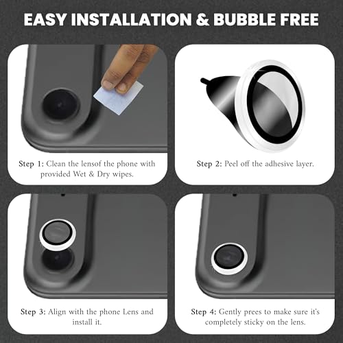 Image of ArmourPro Premium Camera Lens Protector Tempered Glass Compatible For iPhone Air Tough HD Individual Aluminum Alloy Rings 9H Camera Cover, Scratch-Resistant,Camera Lens Protection| Silver