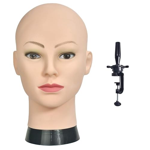 Davinona Training Head Cosmetology Professional Bald Manikin Head for Wigs Making and Display Doll Head with a Free Clamp - Head
