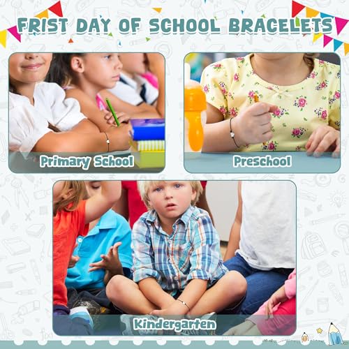 Image of EOBOH Back to School Supplies, Back to School Bracelet Mommy and Me, Prek Matching Wish Bracelets Set, Adjustable Bracelet for Boys Girls Gifts Stuff Bulk