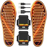 Heated Insoles Rechargeable, Heated Insoles with 5000 mAh Battery, Foot Warmers with 4 Heating Levels, for Men and Women, Skiing, Hunting, Outdoor Winter Use, Washable and Trimmable (L* 8.5.13)