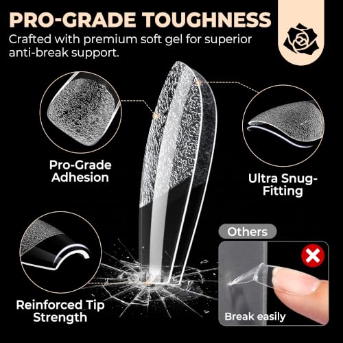 Image of UNA GELLA Short Coffin Nail Tips 450PCS Fake Acrylic Gel Nail Tips