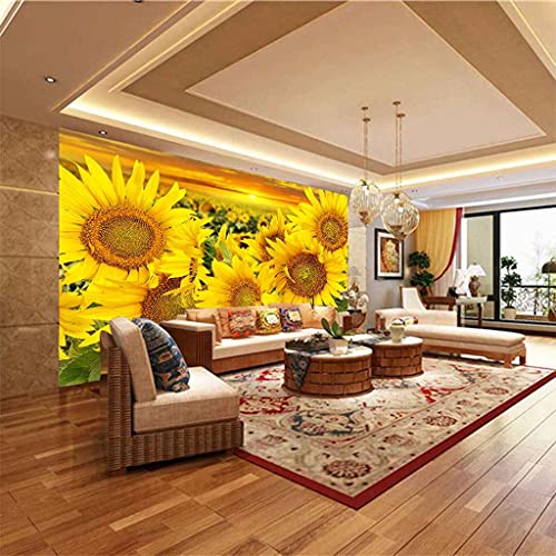 Poster géant 3D fleur jaune pour illuminer votre salon et chambre