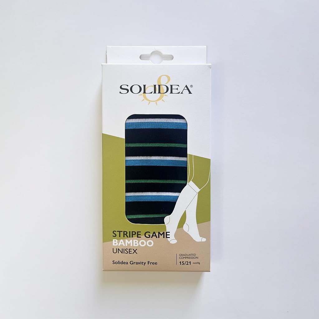 SOLIDEA Gambaletti STRIPE GAME HORIZON, Colore NERO, Calze a compressione graduata 15/21 mmHg Art. 0627A0