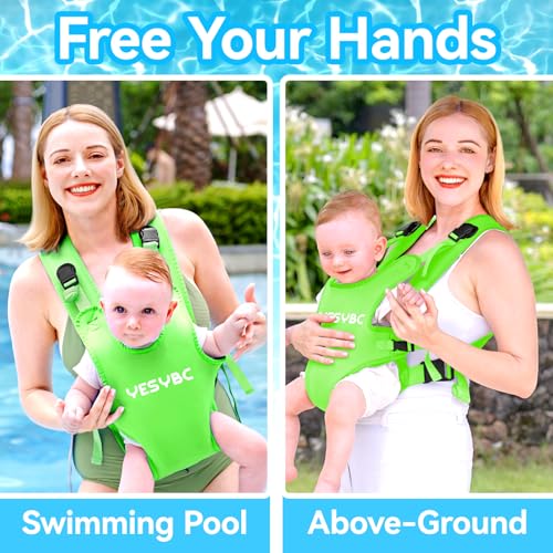 Image of Baby Carrier, Adjustable Baby Sling Support Infant Chest Holder with Drawstring Backpack for Newborn to Toddler 13-33 lbs Swimming Pool Beach Land (Green)