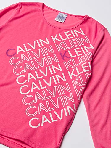 Calvin Klein Girls' Sleepwear Long Sleeve Tee & Jogger Plaid Pajama Set2