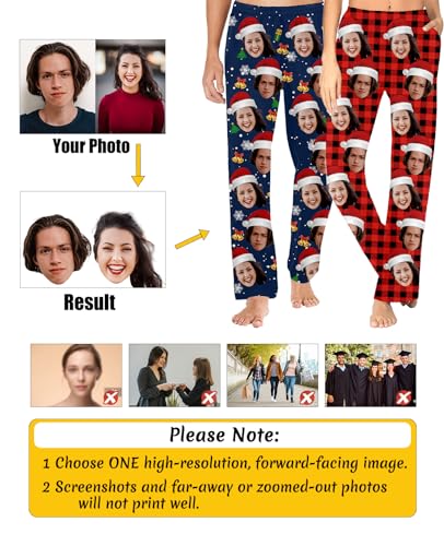 Personalized Men Women Face Pajama Pants Custom Face Photo Sleepwear Bottoms Customized Pj Pants Christmas Gifts for Couple3