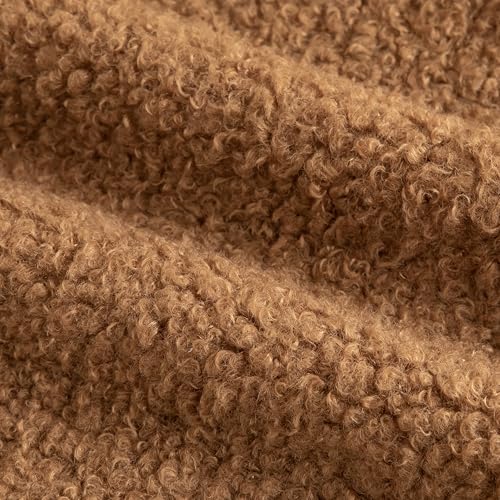 Image of Pack of 2 Curly Teddy Wool Faux Fur Throw Pillow Covers Fuzzy Accent Soft Sherpa Pillowcases Sheepskin Fleece Decorative Cushion Case for Sofa Couch Living Room 26x26 Inch Bronze