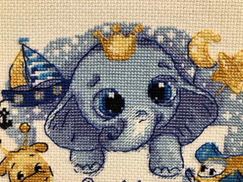 Image of RIOLIS - Hello, Little One! (for a boy) 1935, Cross Stitch Kits 6 inchx6 inch, Cross Stitch Kits for Beginners & Advanced, Crossstitching Kit, Embroidery Counted Stitching Kit, Boy Birth Record Announcement