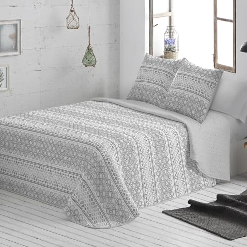 Burrito Blanco | Colcha boutí 520, Gris | para Cama de 135 cm (+ Medidas Disponibles) | Colchas Juveniles 135 | Cama Doble 135
