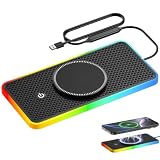 Caricatore Wireless Auto per MG2 2026,Tappetino Ricarica Wireless Magnetico Auto da 15 W,Base di Ricarica Antiscivolo,con LED,Cavo 1m,per iPhone,USB