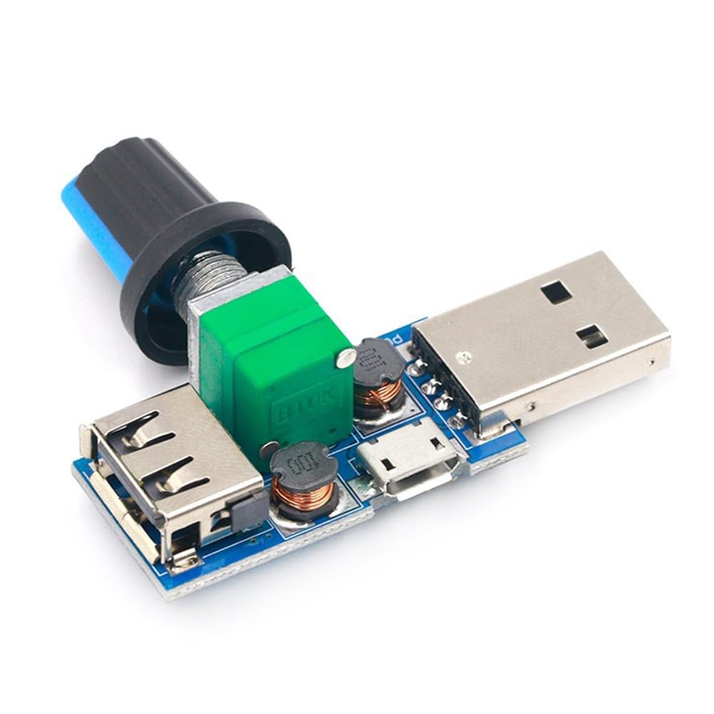 UDSKNV[KSL Multi Function Mini USB Fan Speed Controller Air Volume Regulator Cooling Mute Governor Module Fan Switch Module