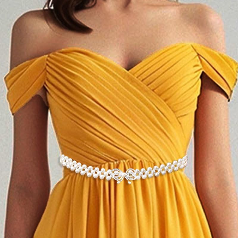 COSYDAYS Pearl Belts for Dress Elastic for Women4