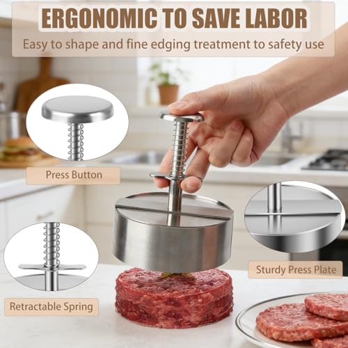 4.5" Hamburger Press Patty Maker, 304 Stainless Steel Burger Press by Generic - Used condition - Image 2
