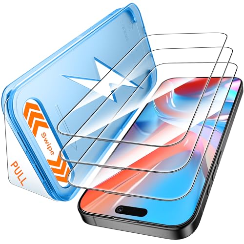 Mkeke for iPhone 15 Pro Max Screen Protector 3 Pack, [9H+ Hardness] [Military-Grade Drop Protection] [Sensitive Touch] [Easy Installation] [HD Clear] Full Edge Coverage Tempered Glass