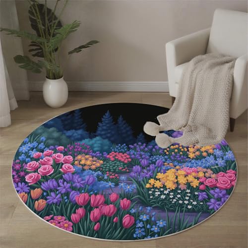 Tapis rond lavable et absorbant 160cm pour éviter les glissades - 3