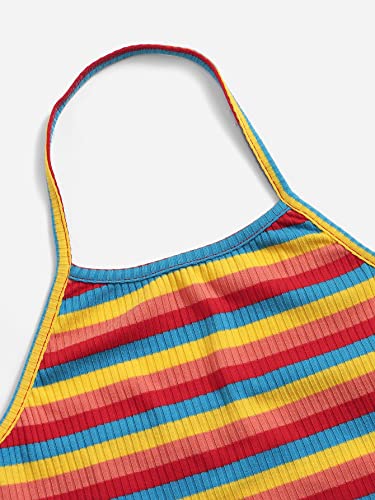 Milumia Girl's Boho Rainbow Striped Halter Neck Crop Top Camisole Multicolor A 8 Years4
