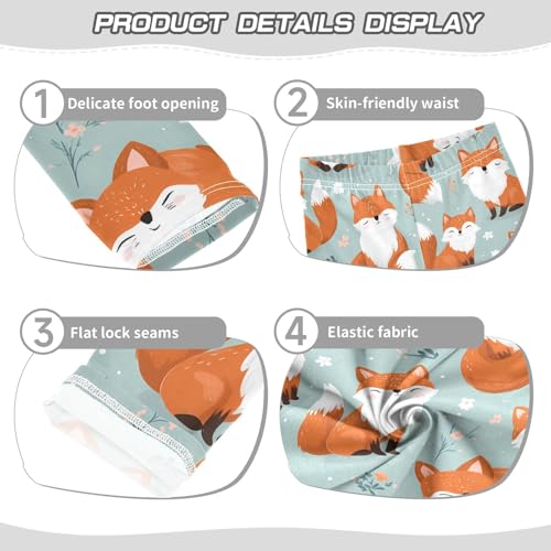 Kawaii Fox Flower Girls Leggings Ultra Soft Compression Yoga Gym Pants for Kids 4-10T3
