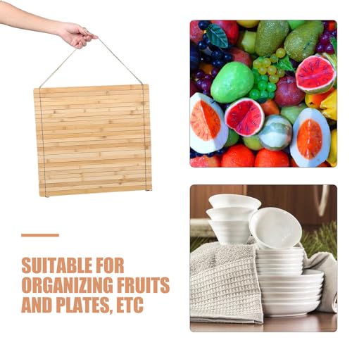 Scolapiatti pieghevole in bambù per scolapiatti arrotolabile con scolapiatti rimovibile per piatti frutta e verdura