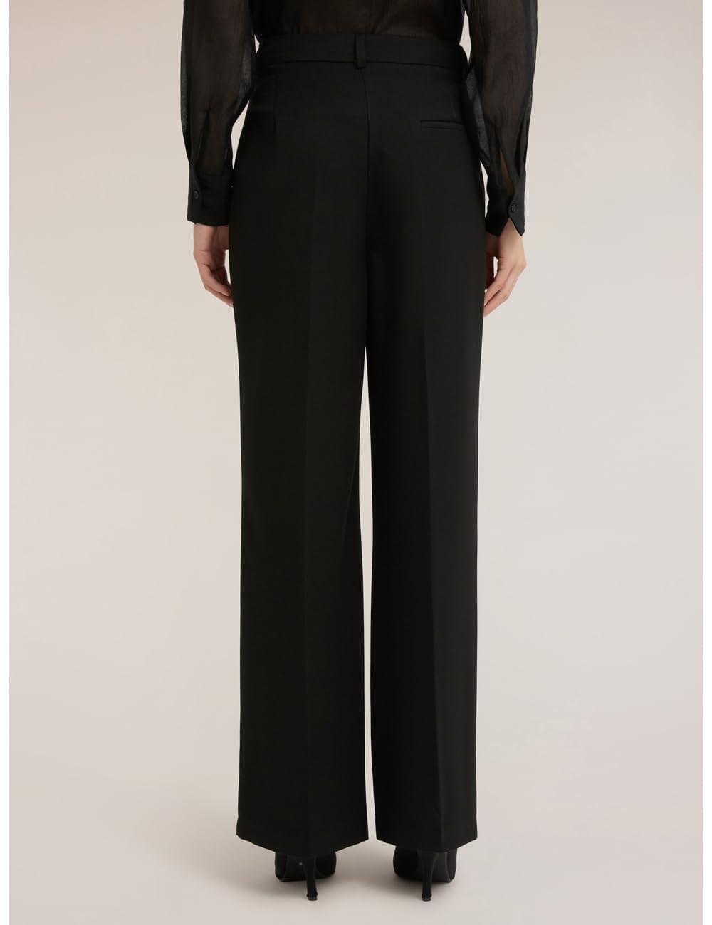 Motivi: Pantalón Modelo Palazzo con Pliegues Negro Autum Winter 24